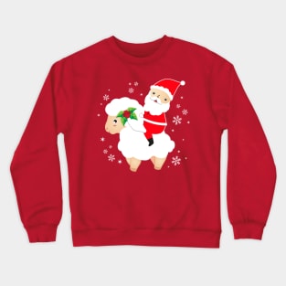 Santa Riding Sheep funny christmas Crewneck Sweatshirt